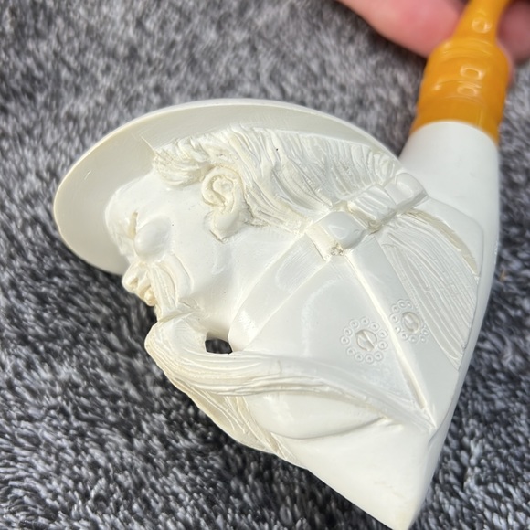 HAND CARVED MEERSCHAUM PIPE ASIAN VINTAGE - Picture 15 of 16